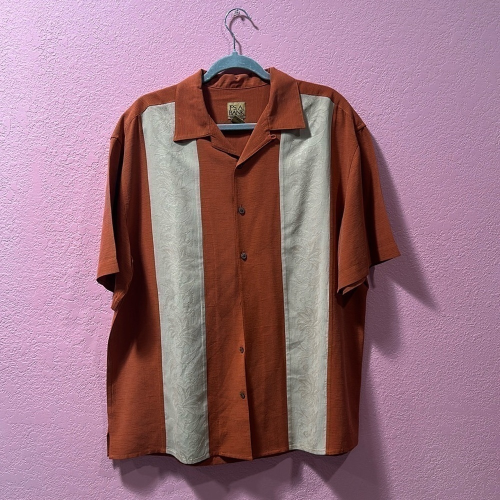 JoS. A. Bank Men’s Orange/Tan Casual Button Down Shirt Size L